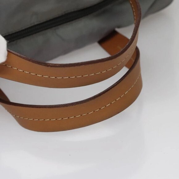 PRADA Hand Bag Nylon Leather Gray Brown Silver Auth 110687 - Picture 8 of 14
